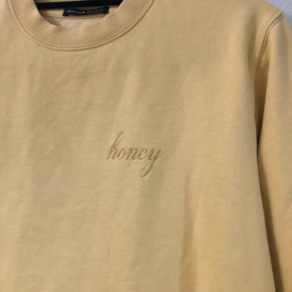 Brandy Melville Womens Yellow Honey Embroidered Sweatshirt One Size - Picture 3 of 6